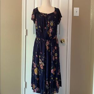 Blue floral off shoulder dress!